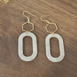 Hand crafted earrings - white and gold